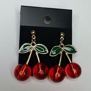 NWT Cherry Drop Earrings in Red and Gold🍒